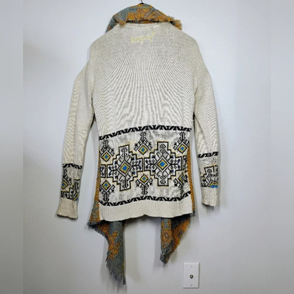 Desigual Drape Cardigan Womens Medium Aztec Southwestern Boho Open Front Artsy - Picture 6 of 16